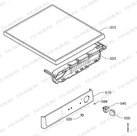 Взрыв-схема стиральной машины Zanussi AE2020 - Схема узла Control panel and lid